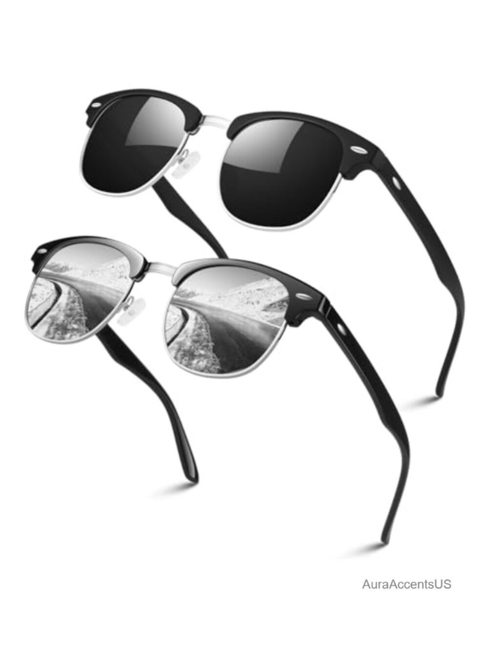 Polarized Semi Rimless Sunglasses Half Frame UV Protection Unisex